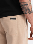 Vyriškos medvilninės BASIC sportinės kelnės joggers - smėlio spalvos V6 OM-PABS-0174