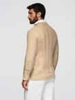 Knitted monochrome men's viscose cardigan - navy blue V1 OM-SWCD-0126