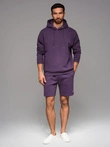 UNISEX sweatshirt set hoodie + athleisure shorts - purple V13 Z110