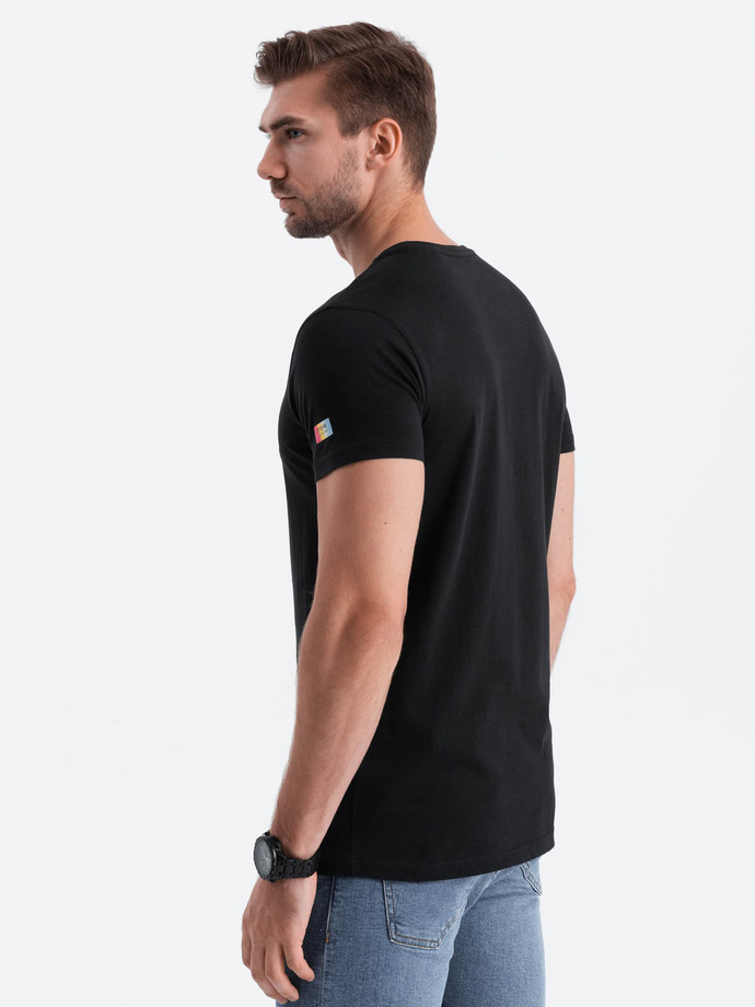 Tricou bărbătesc din bumbac imprimat - negru V1 S1750