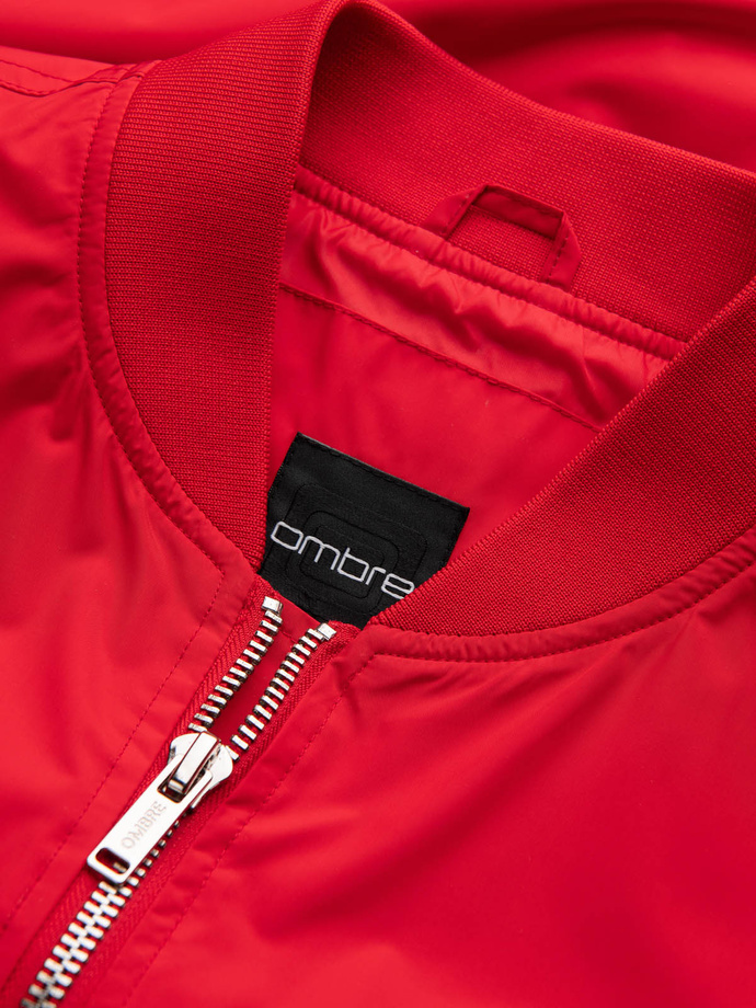 Men's bomber jacket seamed - red V14 OM-JANP-0115