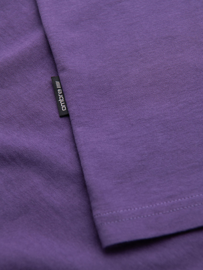 Vyriški klasikiniai medvilniniai marškinėliai BASIC - violetinės spalvos V13 OM-TSBS-0236