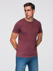 Tricou pentru bărbați cu efect de spălare - burgundy V3 OM-TSWT-0116