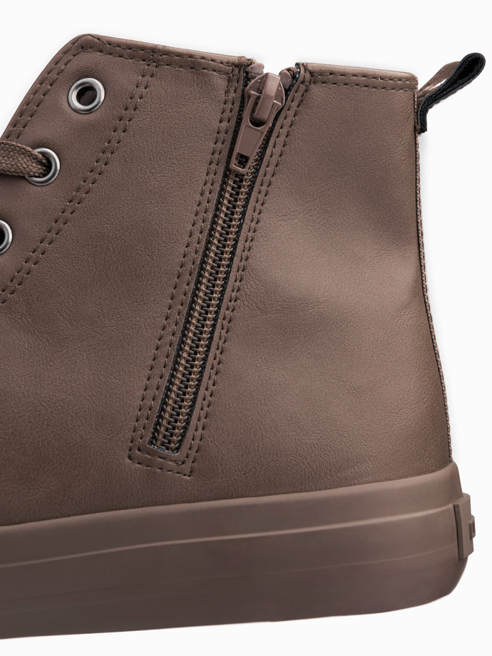 Adidași bărbătești cu vârf înalt și deget decorativ - maro V4 OM-FOTH-0157