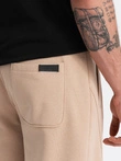 Pánske bavlnené tepláky BASIC joggers - béžové V6 OM-PABS-0174