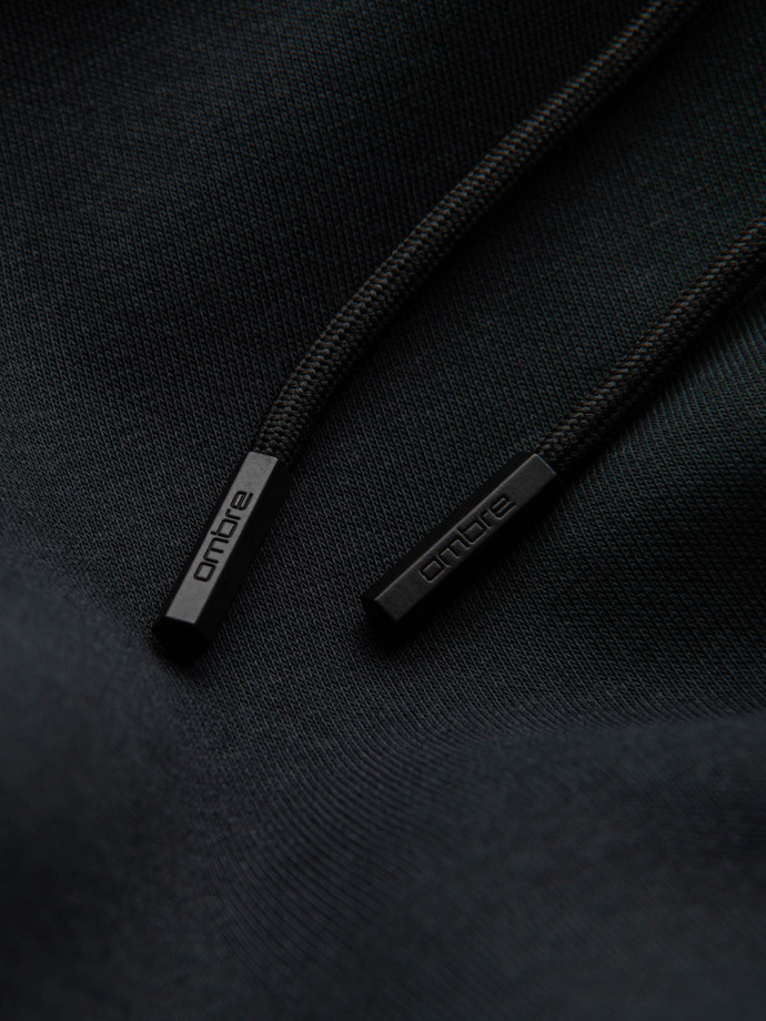 Men's BASIC cotton kangaroo hooded sweatshirt - black V9 OM-SSBN-0161