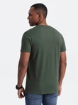 Tricou casual bărbătesc cu buzunar peticit - verde-oliv închis V4 OM-TSCT-0109