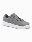 Men's eco leather sneakers shoes with thick sole - grey V4 OM-FOSL-0166