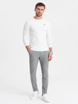 Men's signature elastane longsleeve with round neckline - white V1 OM-LSCL-0102