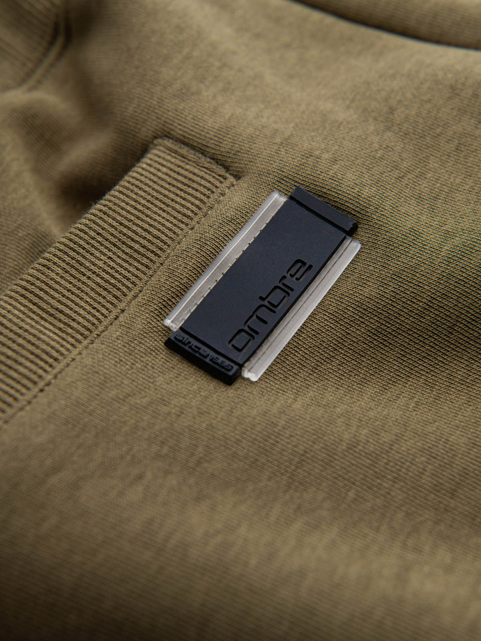 Pantaloni scurți din bumbac BASIC pentru bărbați - olive V2 OM-SRBS-0149