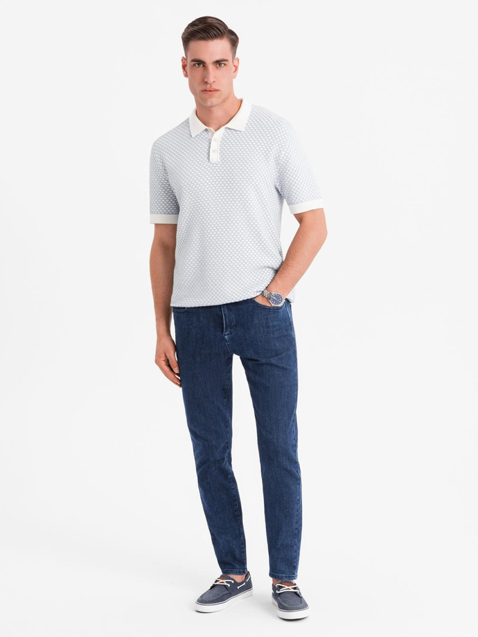 Klasické pánske džínsy SLIM FIT s elastanom - tmavomodré V3 OM-PADP-0216