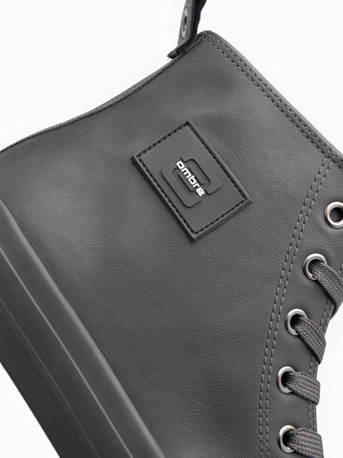 Adidași bărbătești cu vârf decorativ - gri V2 OM-FOTH-0157