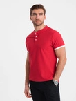 Tricou polo fără guler pentru bărbați - roșu V2 OM-TSCT-0156