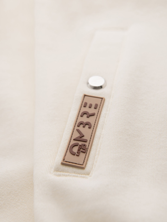 Men's sweatshirt with high collar and stripes - cream V3 OM-SSZP-0219