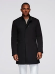 Fitted structured men's high collar coat - black V1 OM-COWC-0136