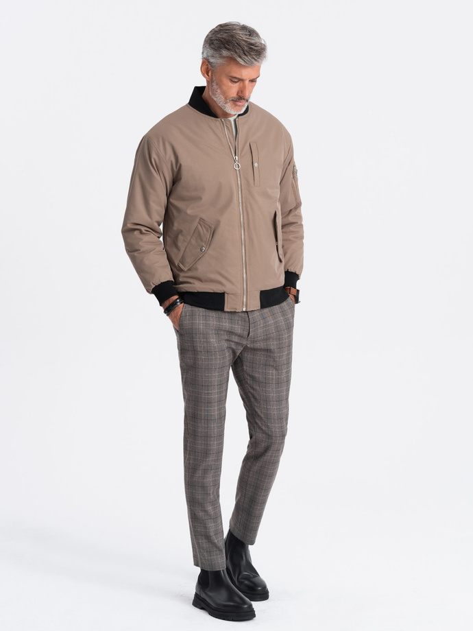 Men's insulated bomber jacket - beige V9 C516