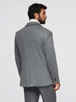 Men's knitted jacket with a fitted cut - light grey V2 OM-BLZB-0100