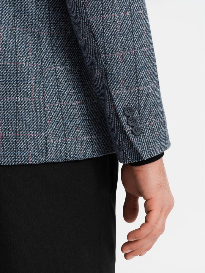 Men's jacquard blazer in delicate check - graphite V1 OM-BLZB-0119