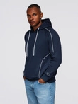 Unbuttoned men's sweatshirt with stand-up collar and hood - black V1 OM-SSZP-0216