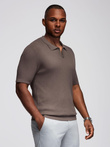 Men's buttonless polo shirt with open collar - ash V4 OM-POSS-0160