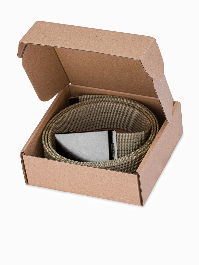 Men's belt with metal buckle - khaki A376