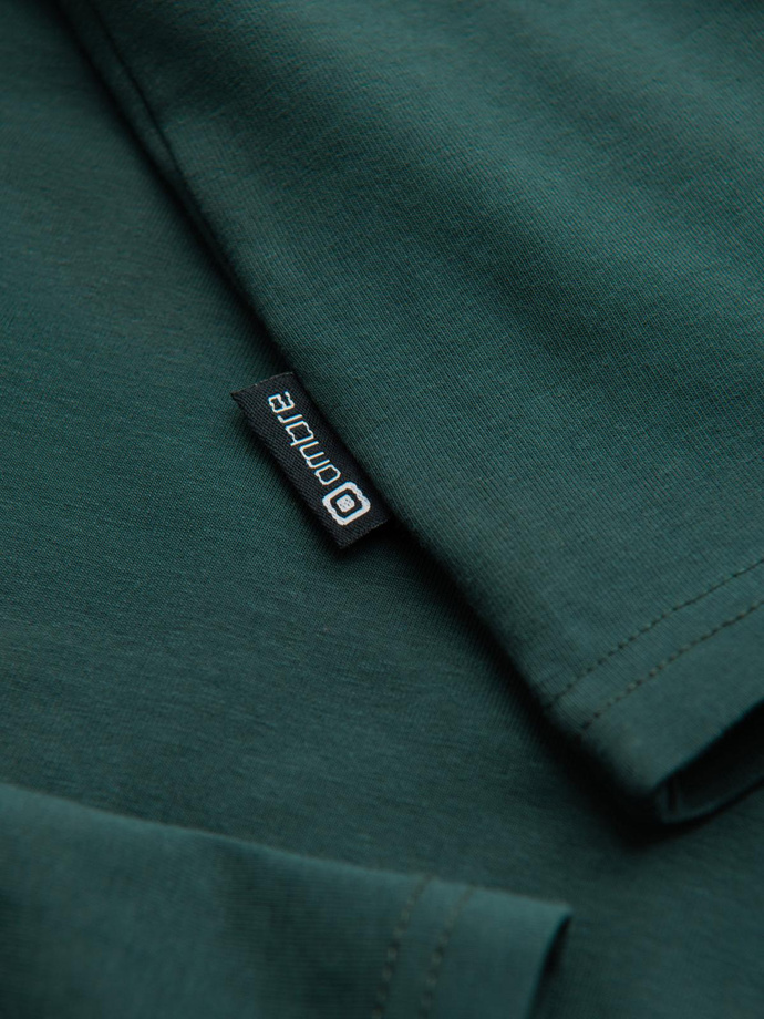 Bărbați cu mânecă lungă cu guler înalt uni - verde închis V7 OM-OM-LSCL-0130