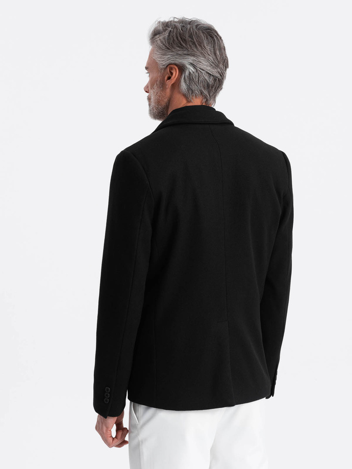 Sacou casual pentru bărbați cu nasturi decorativi la manșete - negru V3 OM-BLZB-0118