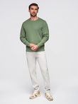 Men's BASIC sweatshirt with round neckline - green V3 OM-SSBN-0175