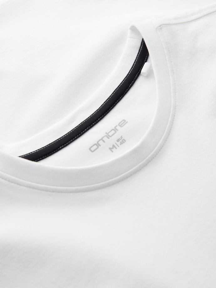 Pánske tričko SLIM FIT s okrúhlym výstrihom a logom - biele V1 OM-TSCT-0220