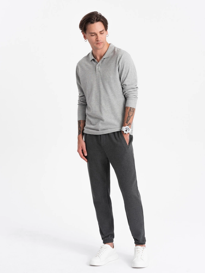 CARROT men's structured knit sweatpants - graphite melange V1 OM-PASK-0143