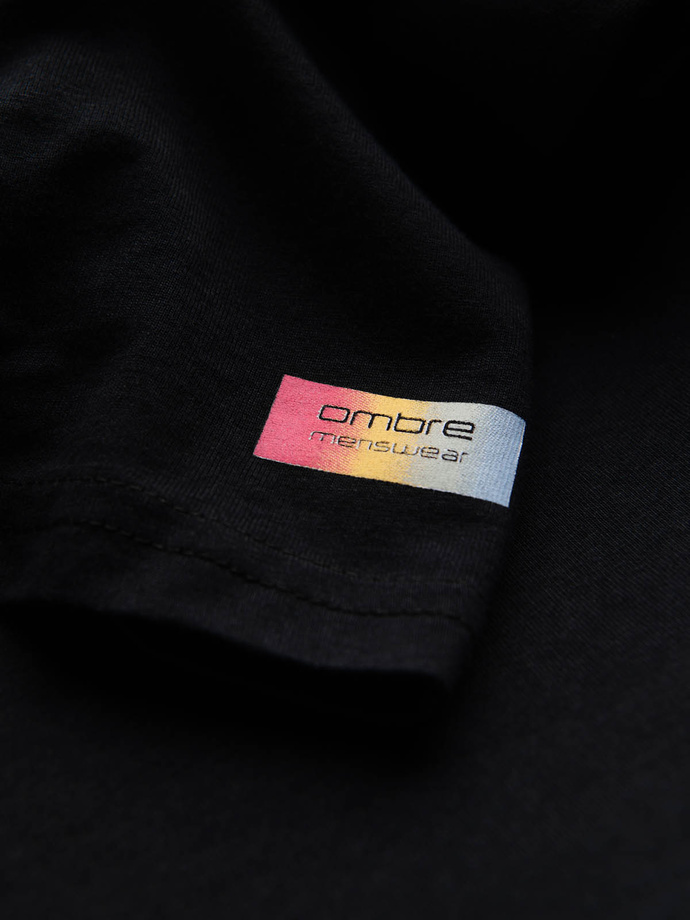 Men's printed cotton t-shirt - black V1 S1750