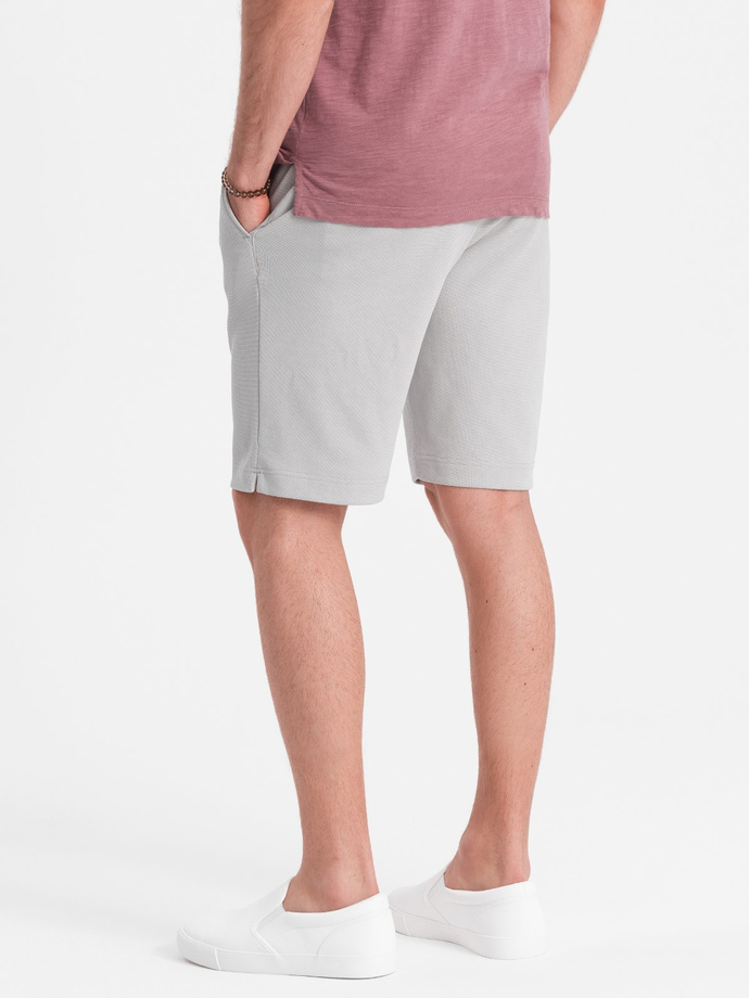 Pantaloni scurți bărbătești din tricot melange bicolor - gri deschis V5 OM-SRCS-0127