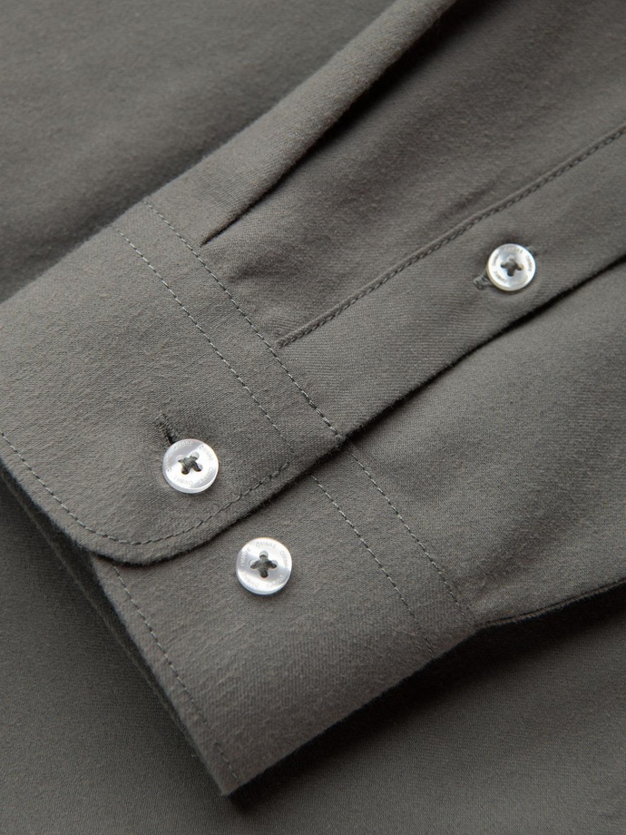 Pánska košeľa REGULAR FIT s vreckami - khaki V4 OM-SHCS-0148