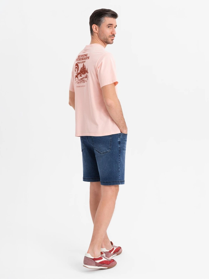 Pánské šortky s elastickým pasem a pracím efektem - modré V2 OM-SRDS-0192