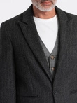 Stylish men's jacquard blazer with delicate stripes - graphite V1 OM-BLZB-0113