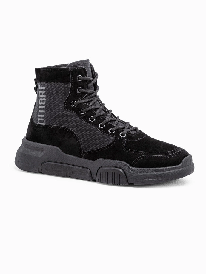 Men's ankle sneaker boots with sculpted sole - black V1 OM-FOBO-0122