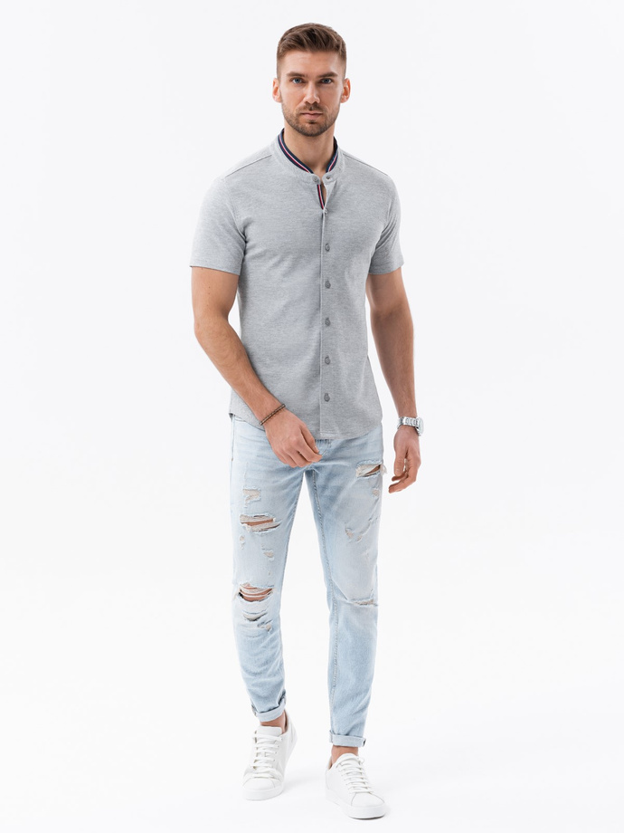 Men's short sleeve knit shirt - grey V5 K543