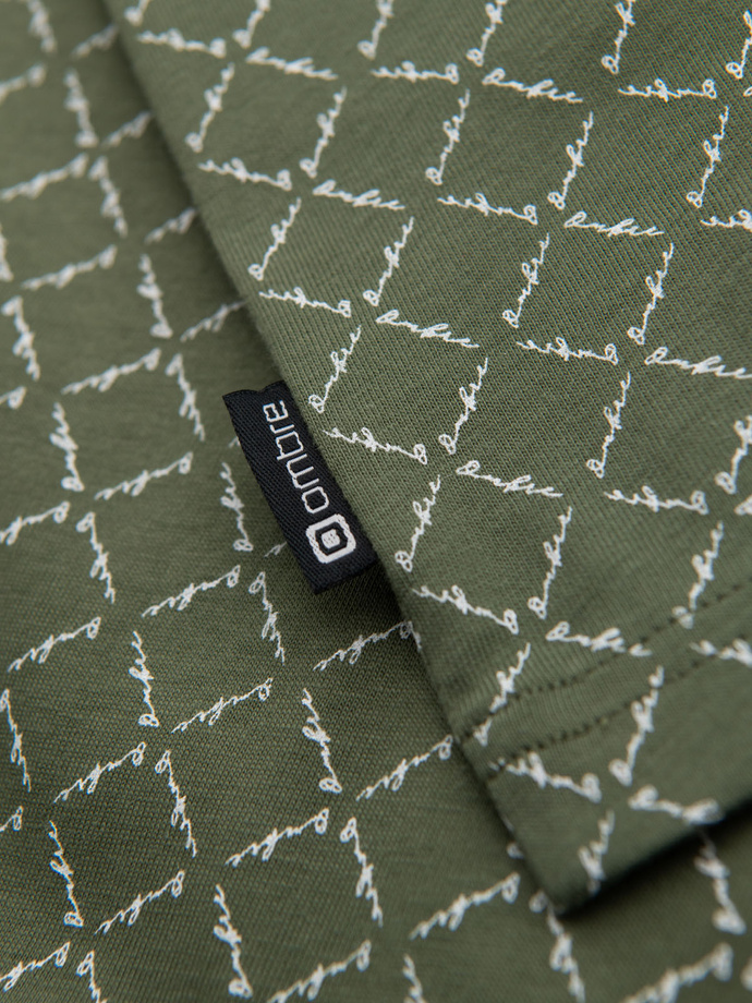 Pánske pletené tričko s celoplošnou potlačou - olivové V2 OM-TSFP-0250