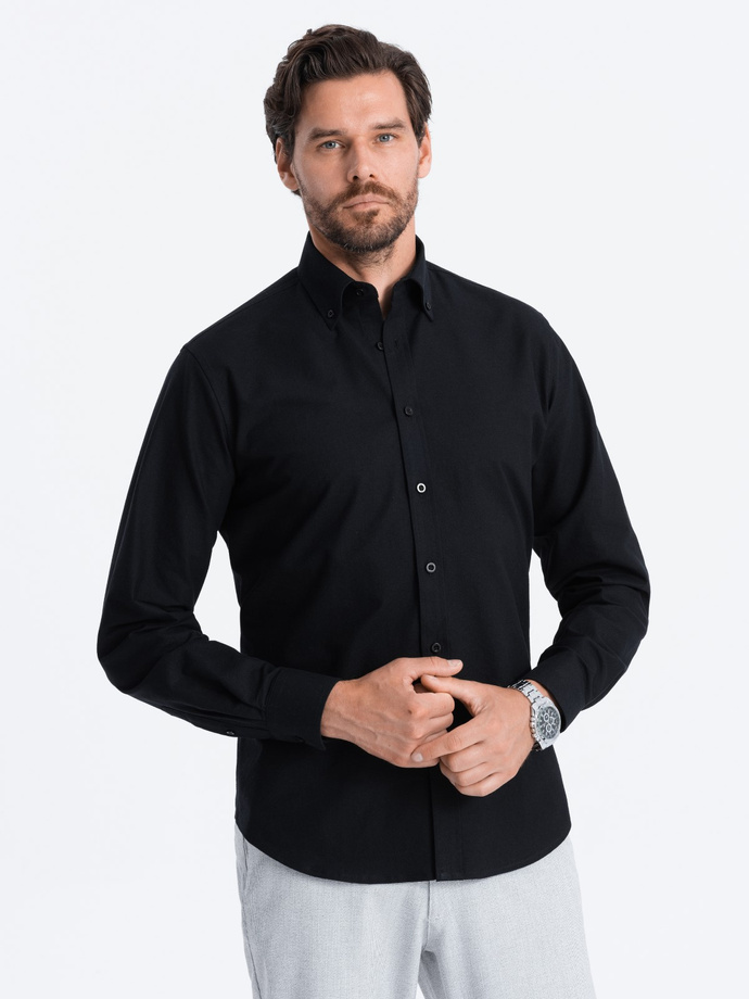 Men's classic cotton oxford REGULAR shirt - black V3 OM-SHOS-0114