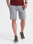 Pantaloni scurți tricotați pentru bărbați cu cordon în talie și buzunare - gri V8 OM-SRBS-0139