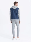 Men's mid-season jeans jacket - denim/grey OM-JADJ-0124