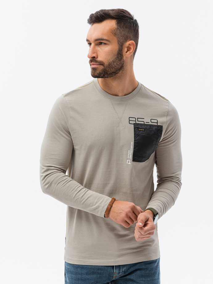 Bluza cu maneca lunga si imprimeu pentru barbati - gri L130