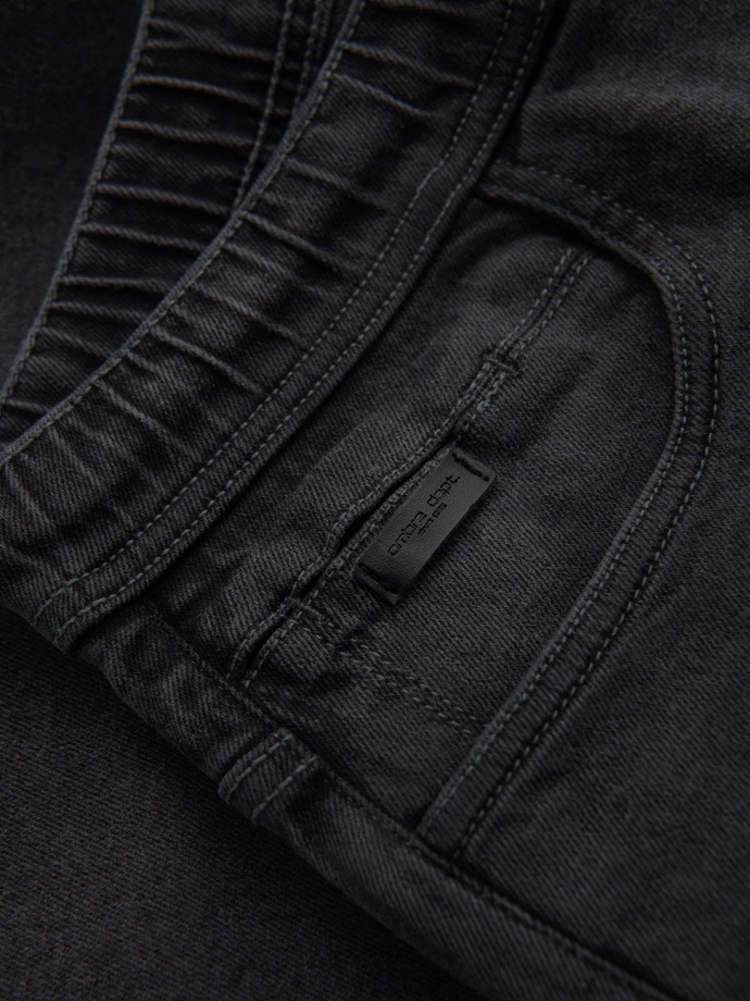 Pánské šortky s elastickým pasem a pracím efektem - šedé V3 OM-SRDS-0192