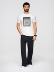 Men's cotton t-shirt with double printed logo - white V1 OM-TSPT-0211 