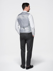 Fitted structured men's vest with patch pockets - grey melange V2 OM-BLZV-0146
