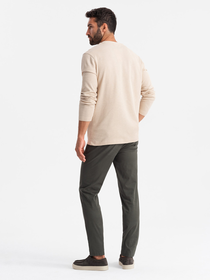 Vyriškos uniforminės chino kelnės REGULAR FIT - chaki V3 OM-PACP-0183