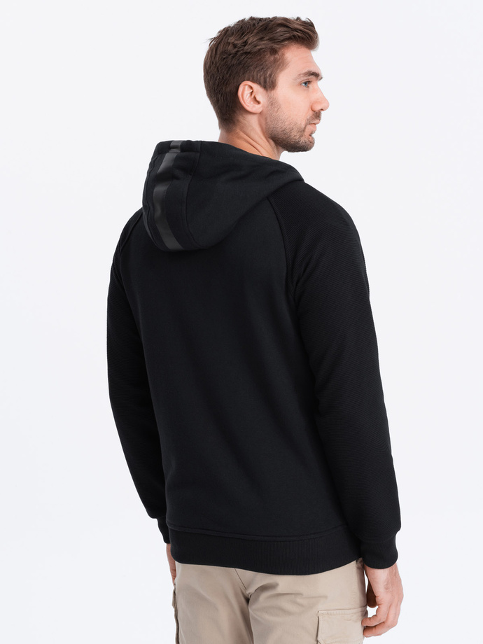Men's unbuttoned hooded sweatshirt - black V5 OM-SSZP-0124