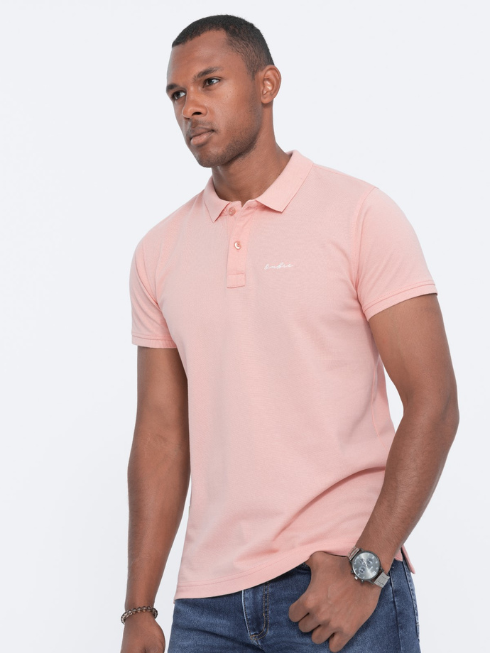 Tricou polo din tricot Pique - roz deschis V5 S1746