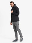 Men's jacket with high collar and hood - black V2 OM-BLZB-0133