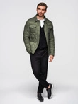 Men's quilted jacket in shirt cut - olive V2 OM-JALP-0215